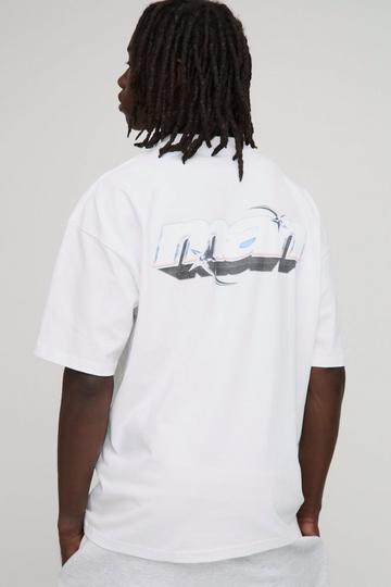 Man Oversized Wit T-Shirt Met Print En Brede Nek white