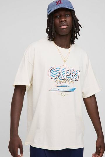 Man Capri Yacht Club Oversize t-shirt med hög halsmudd ecru