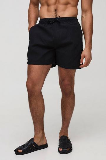 Mid Length Seersucker Swim Short black