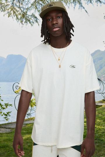 Oversized Man T-Shirt Met Tekst ecru