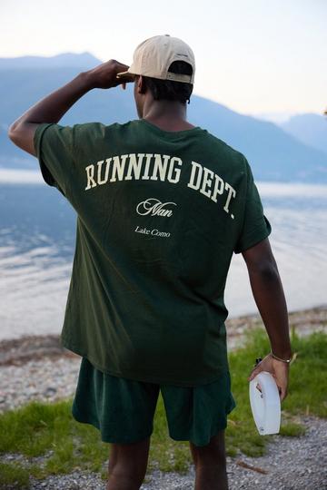 Oversized Man Script Running Department T-Shirt forest