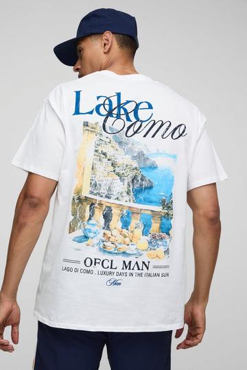 T-shirt oversize blanc à imprimé lac de Côme white
