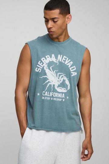 Teal Oversized Boxy Scorpion Washed Graphic Tank teal