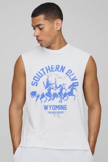 Witte Oversized Boxy Southern Bronx Tank Top Met Print white