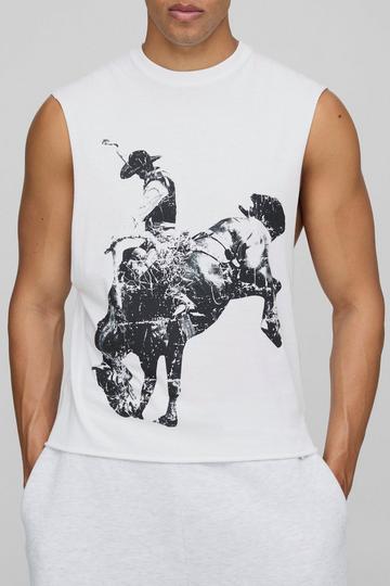 Witte Oversized Boxy Ofcl Man Ofcl Western Tank Top Met Print white