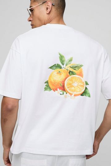Oversized Boxy Orange Graphic T-Shirt white