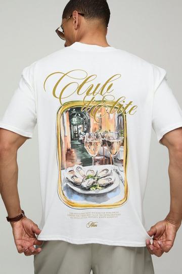 Oversized Wit Club D' Elite T-Shirt Met Brede Nek white