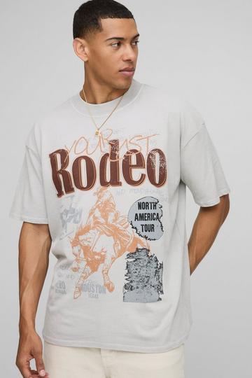 Stone Oversized Extended Neck Rodeo Graphic T-Shirt stone