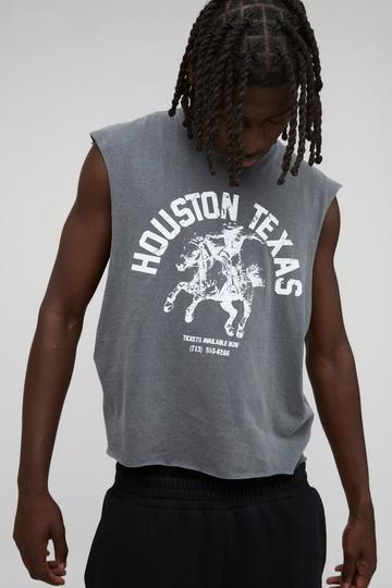 Oversized Boxy Western Washed Graphic Tank charcoal