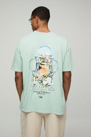 Sage Oversized MAN Club D'Elite Printed T-Shirt sage