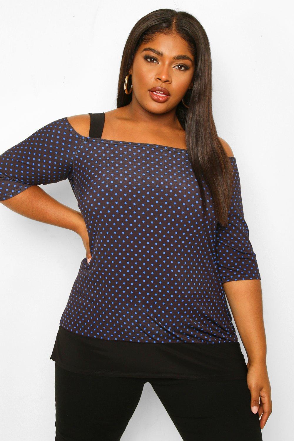 cold shoulder polka dot top