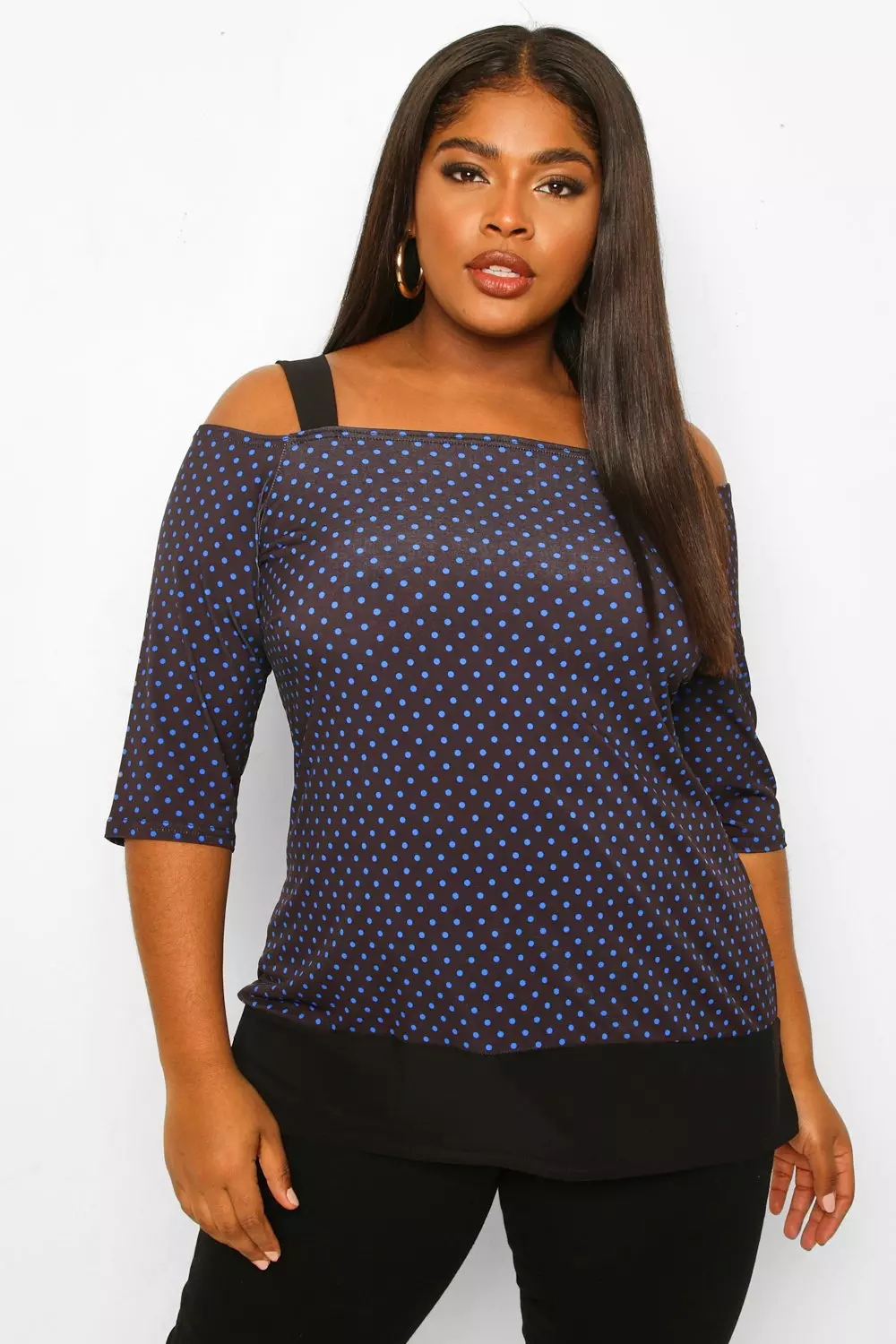 Polka dot cold store shoulder top