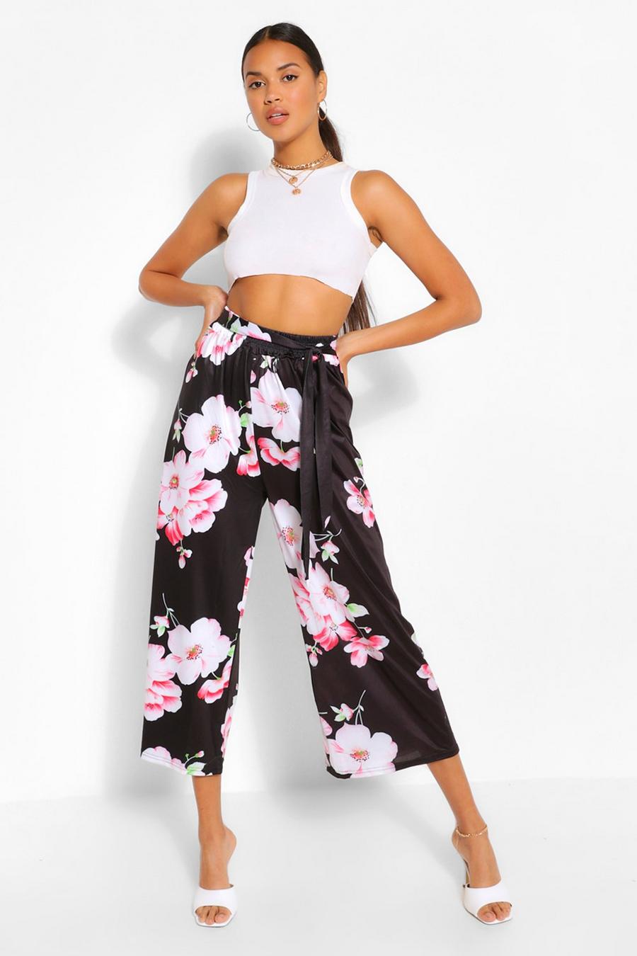 Floral Printed Wide Leg Trousers image number 1