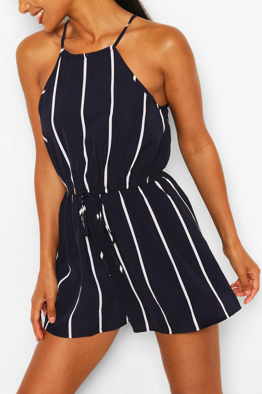 boohoo striped playsuit