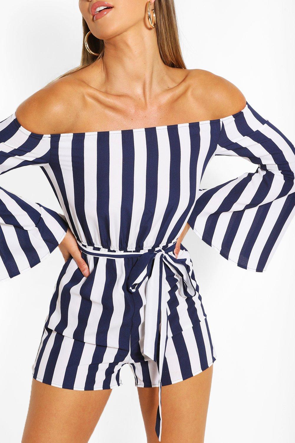 boohoo striped playsuit