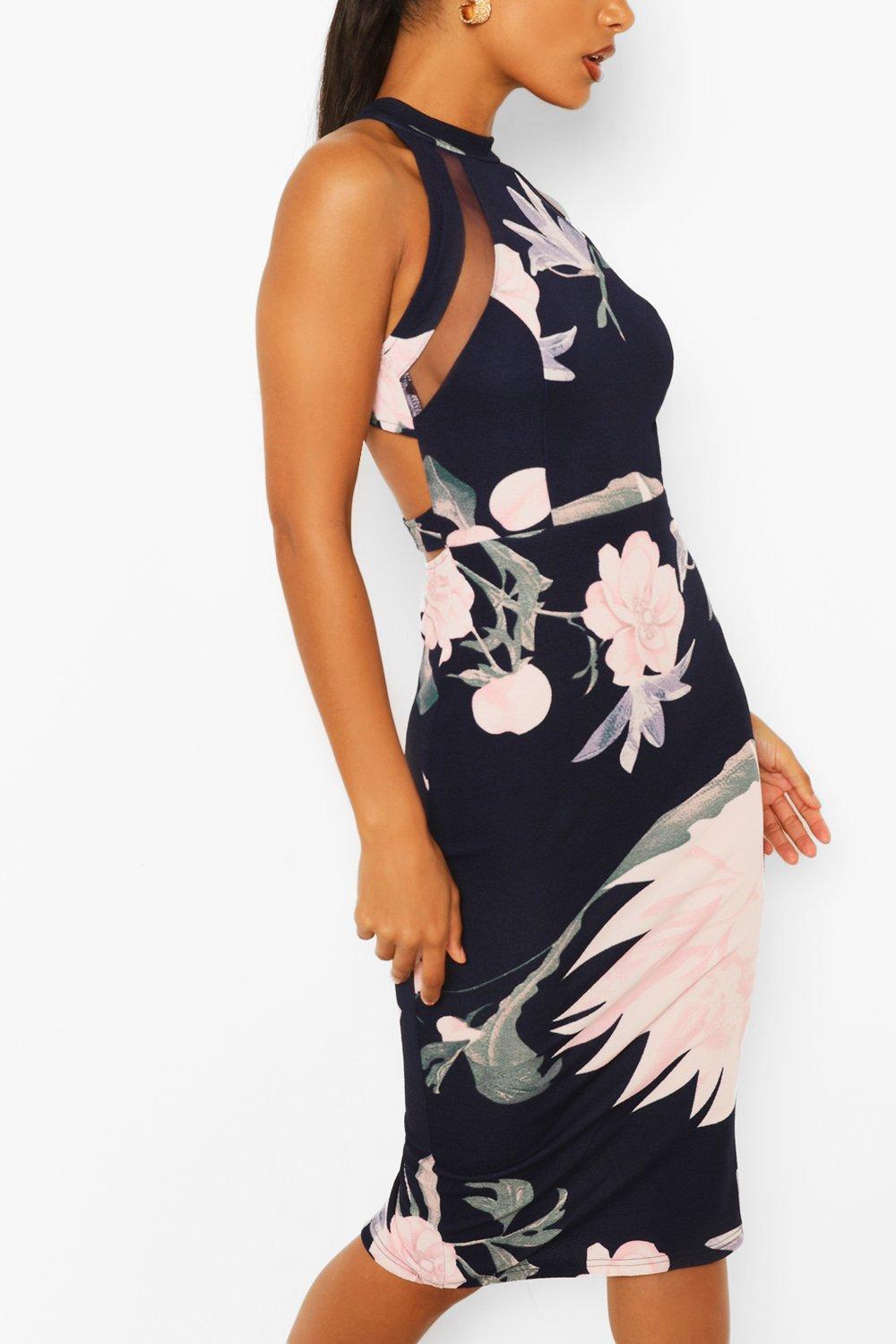 Navy floral best sale bodycon dress