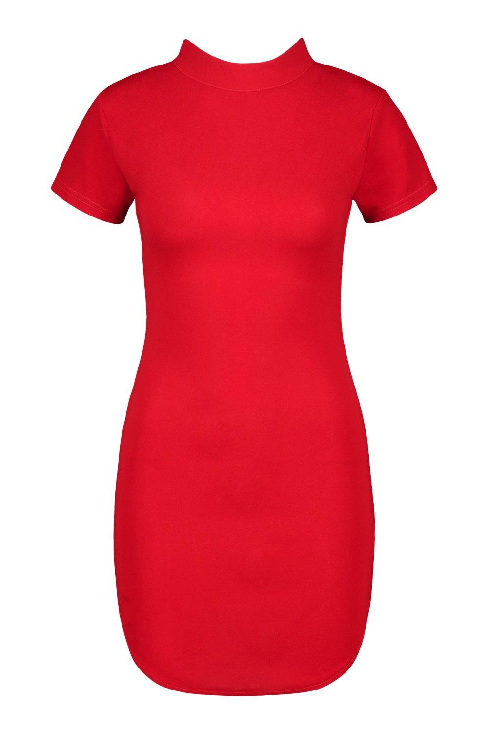 Red short sleeve bodycon dress deals