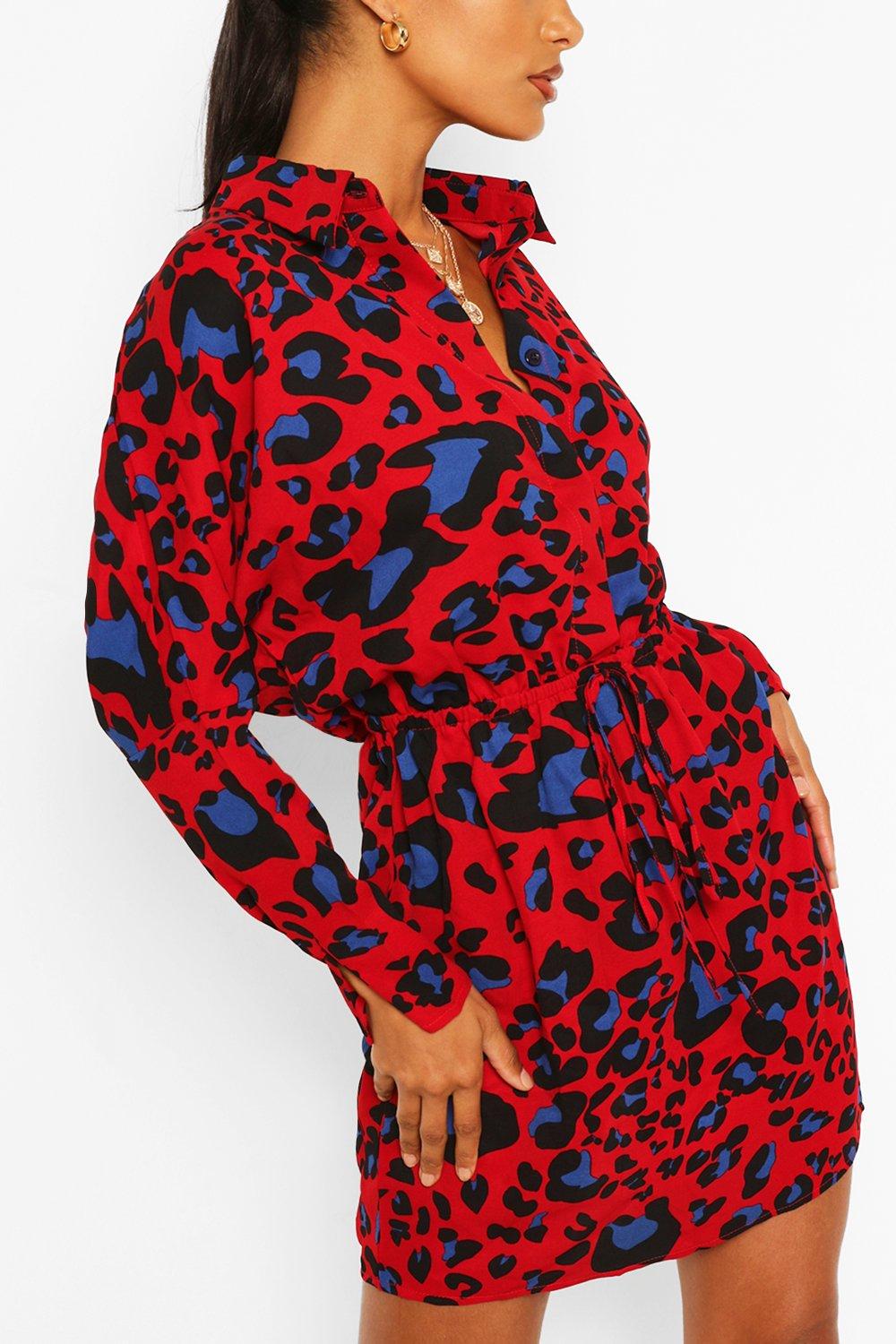 boohoo red leopard print dress