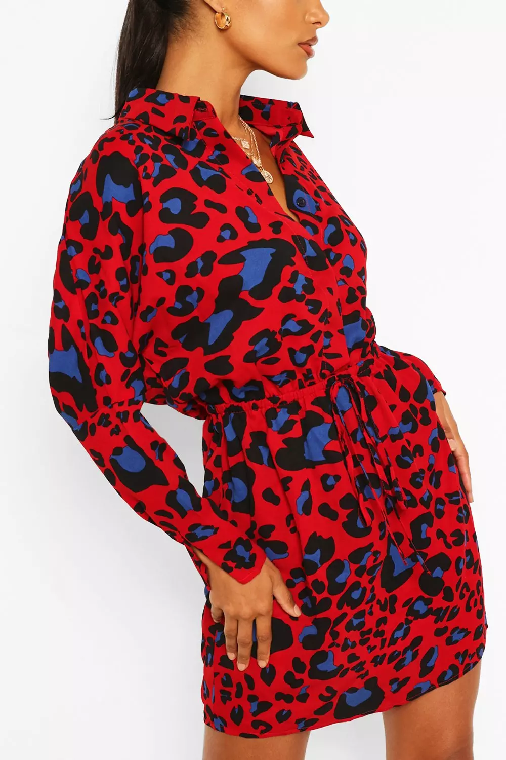 Boohoo red 2025 leopard print