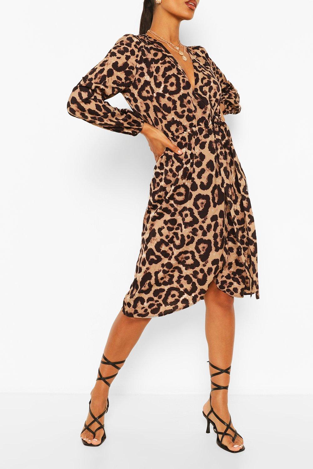 boohoo leopard print midi dress