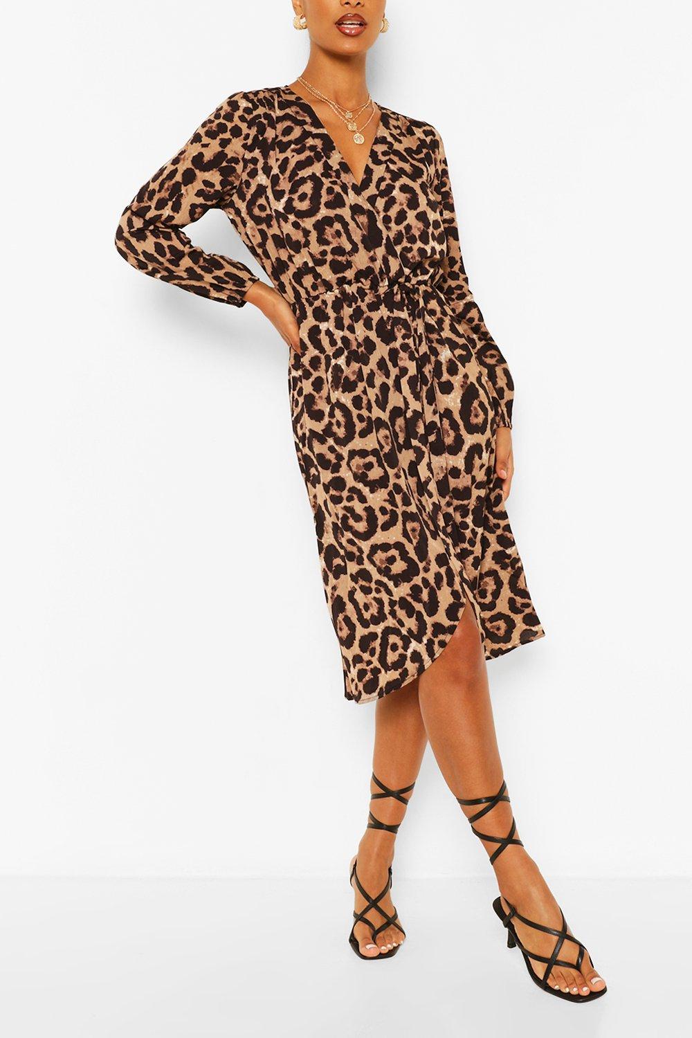 Leopard bodycon midi clearance dress