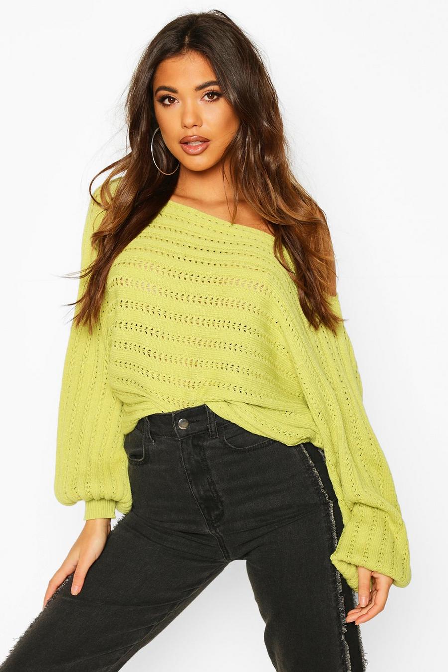 Off Shoulder Balloon Sleeve Sweater image number 1