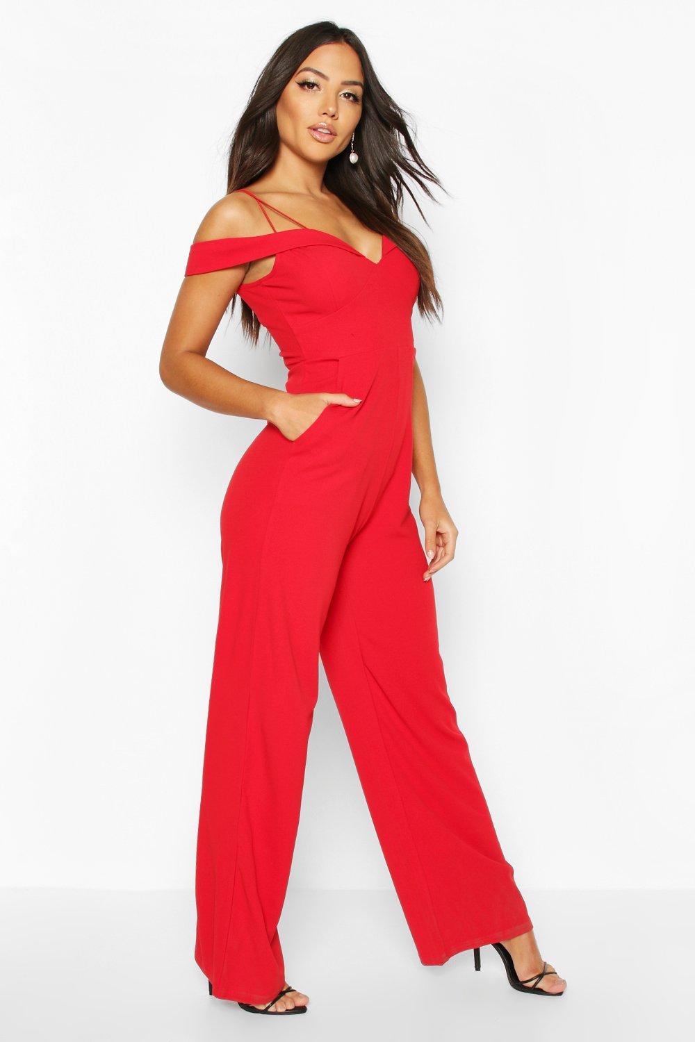 strappy cold shoulder jumpsuit