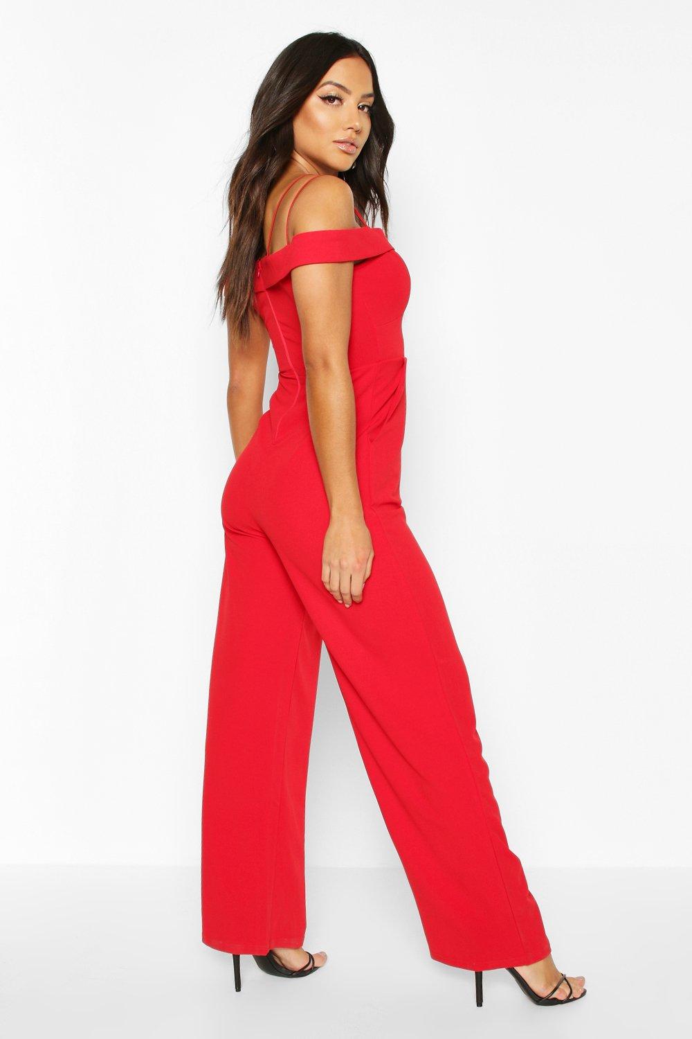 strappy cold shoulder jumpsuit