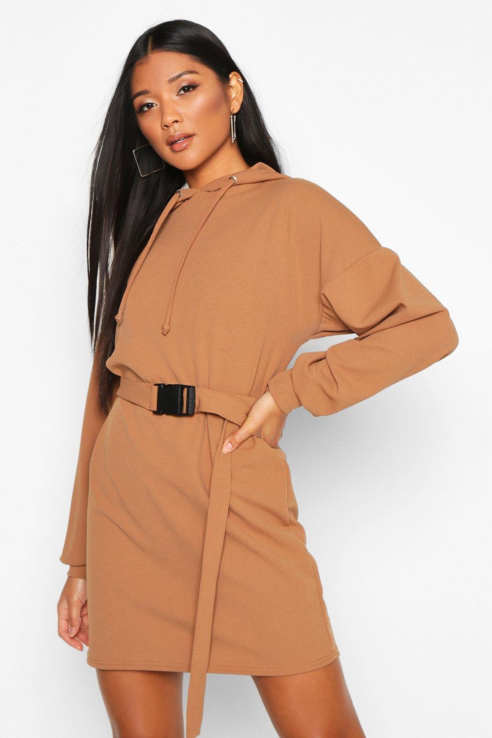 Premium Belted Oversized Hoodie Dress