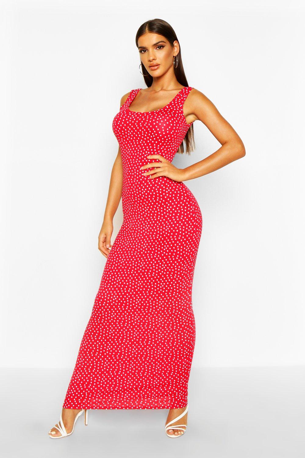 Heart print maxi dress sale