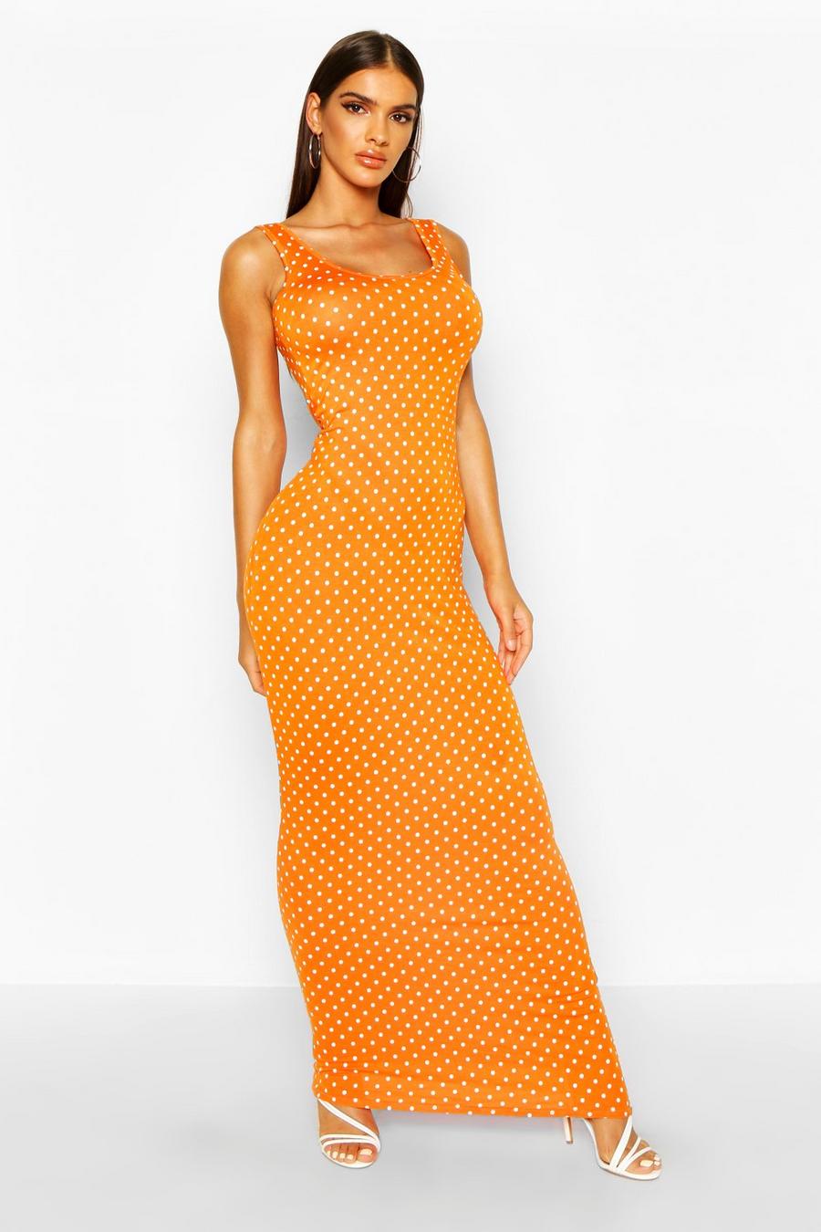 Orange Polka Dot Maxi Dress image number 1