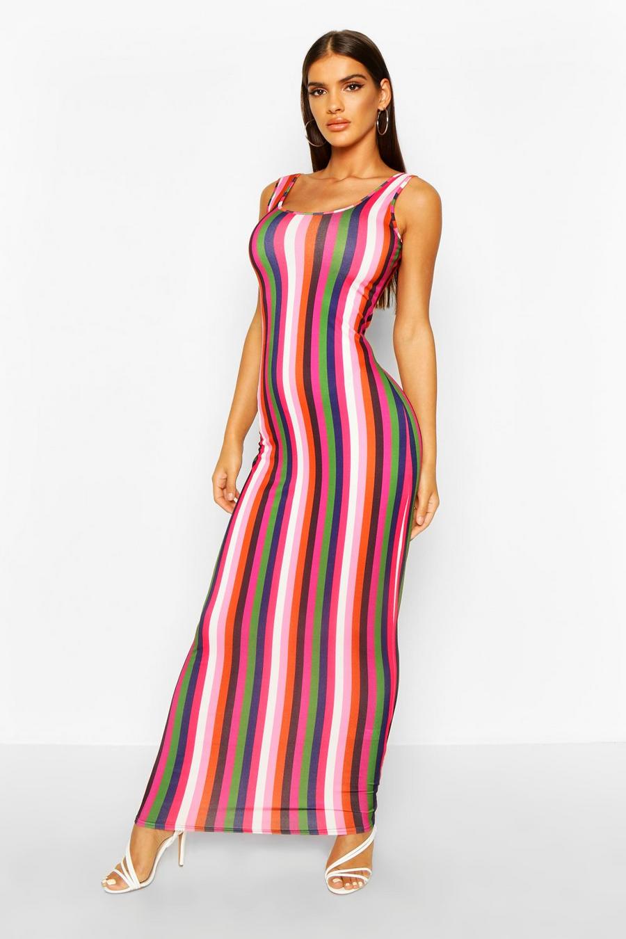 Pink Striped Maxi Dress image number 1