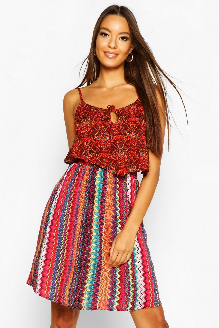 Woven Strappy Aztec Print Sundress image number 1