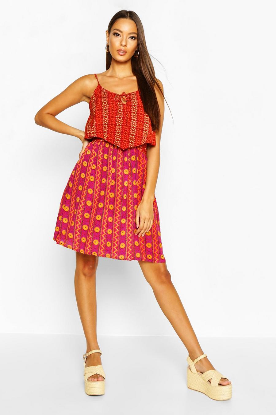 Woven Boho Mix Print Sundress image number 1