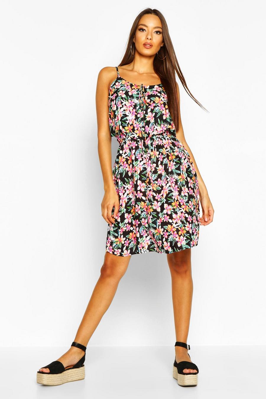 Woven Floral Print Strappy Print Sundress image number 1