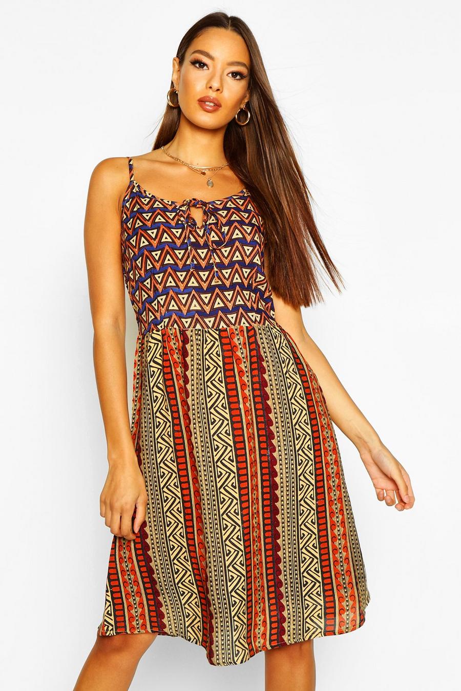 Geo Print Strappy Sundress image number 1