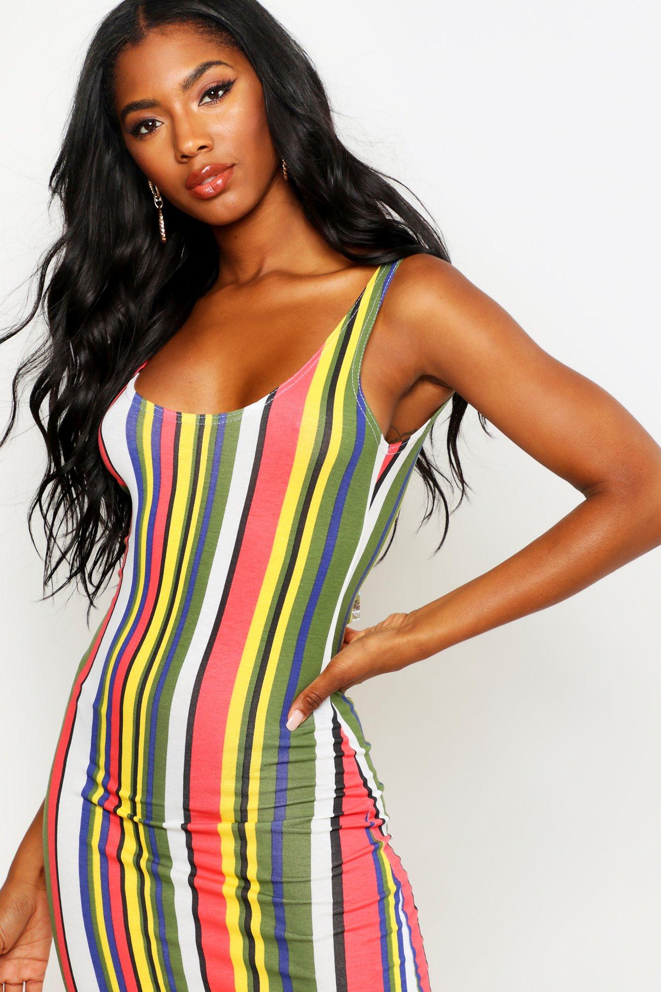 Boohoo striped maxi on sale dress