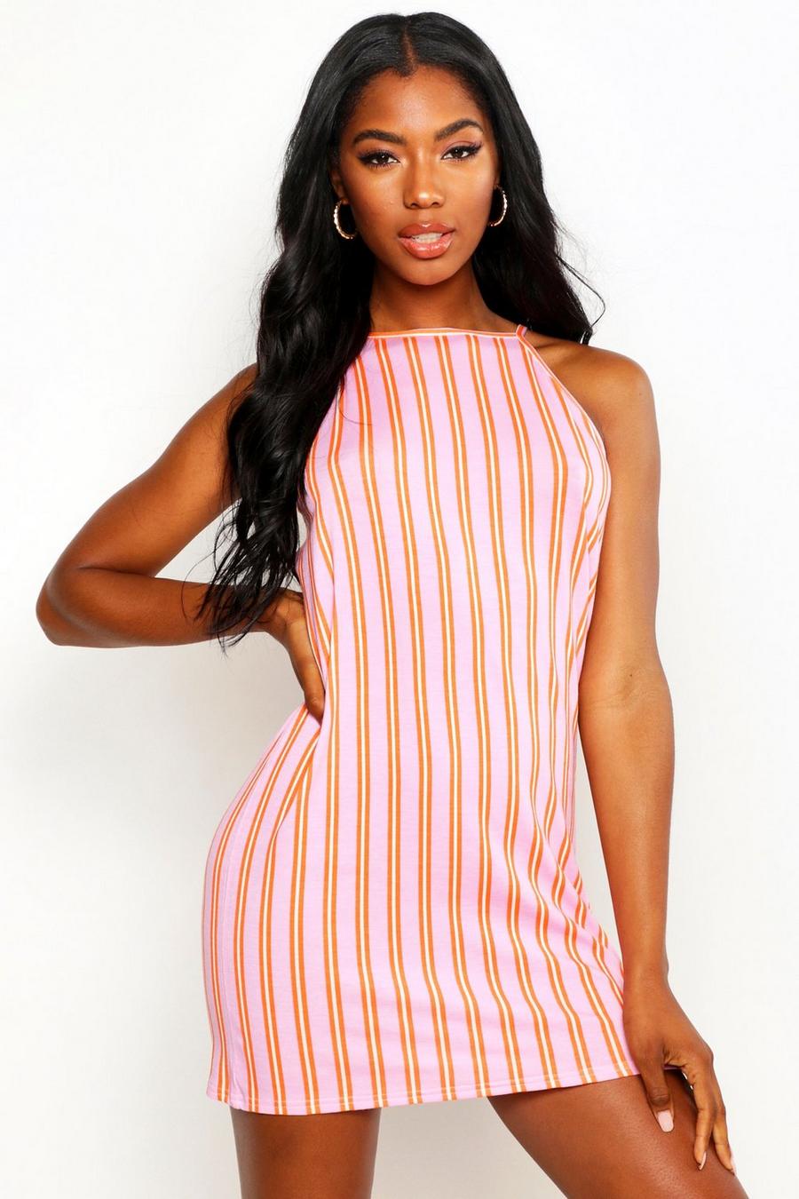 Striped High Neck Sun Dress image number 1
