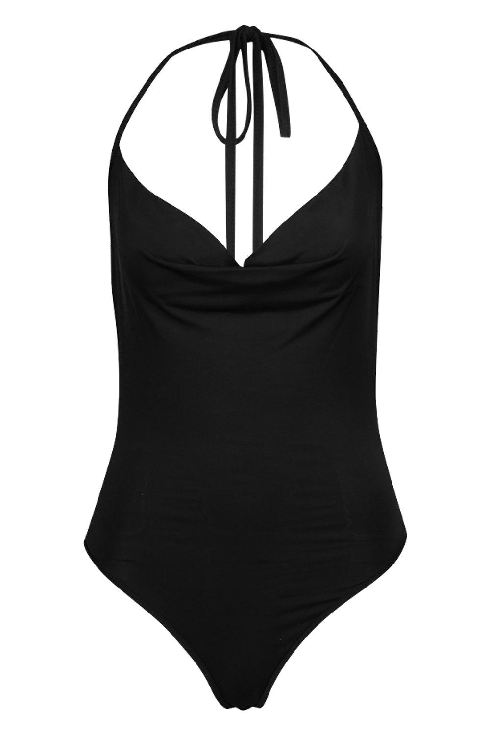 Buy Boohoo Slinky Halter Neck Bodysuit Top In Black