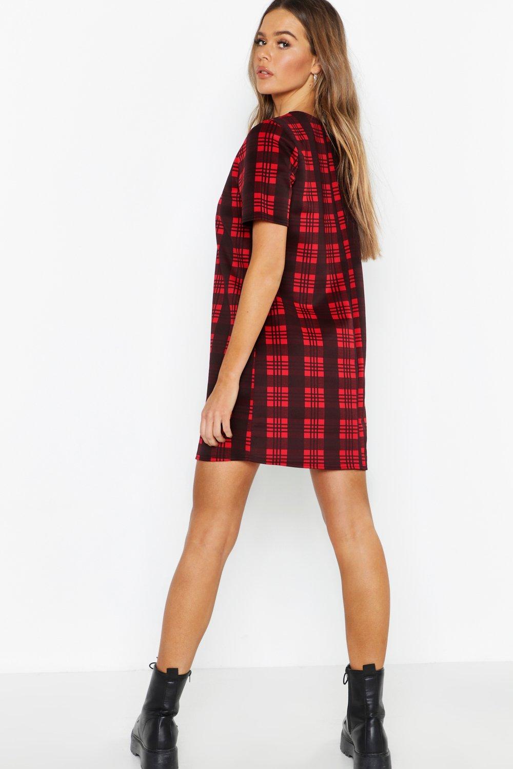 Boohoo tartan clearance dress