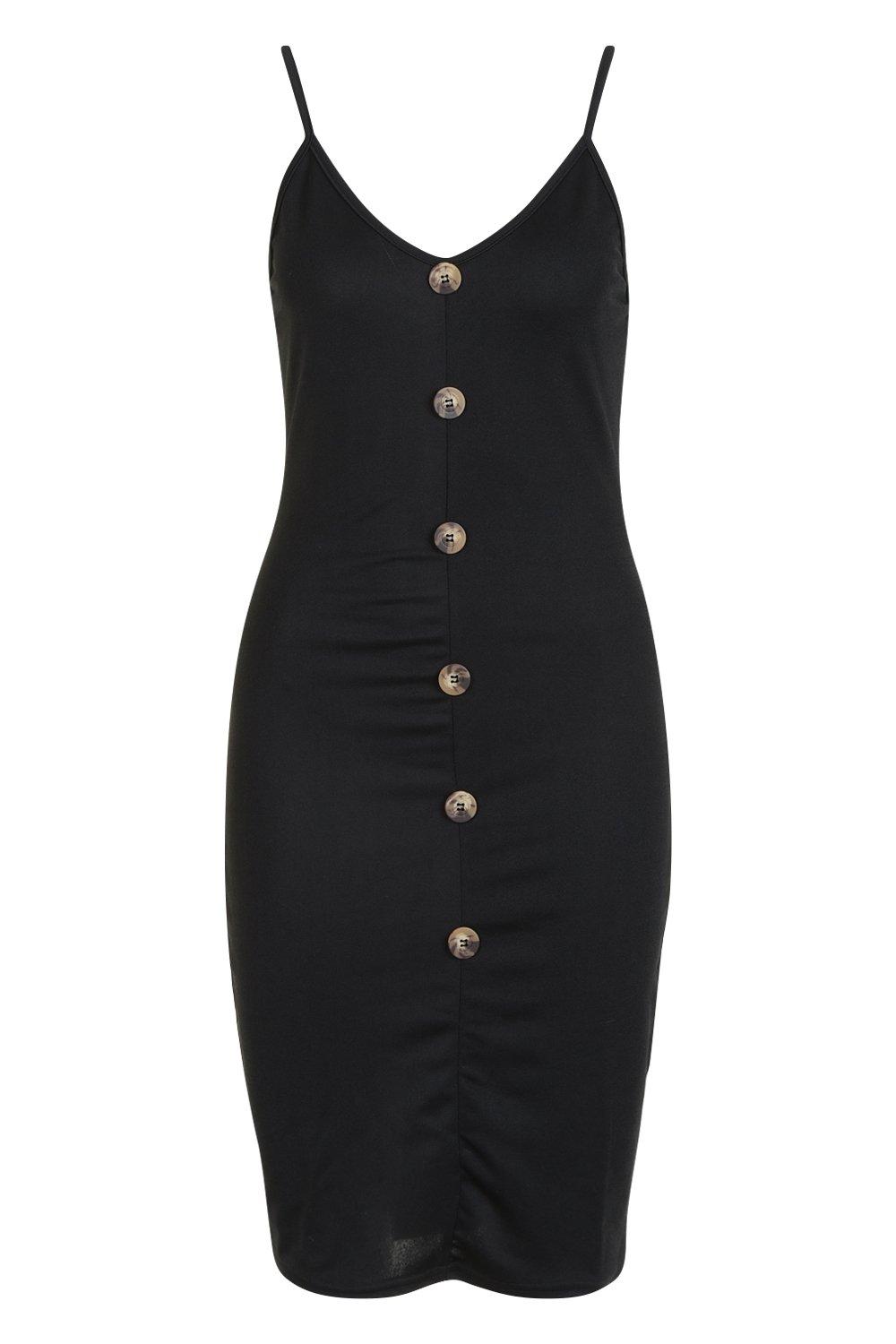 button through bodycon dress