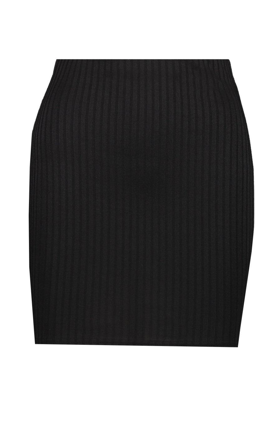 black ribbed mini skirt uk