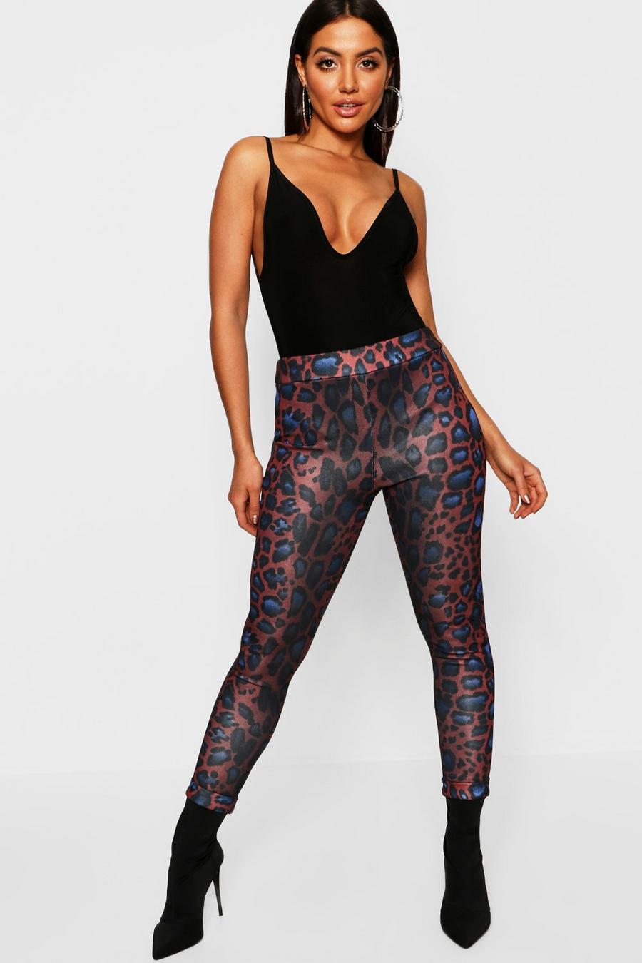 Pantalones skinny con estampado de leopardo de colores, Marrón image number 1