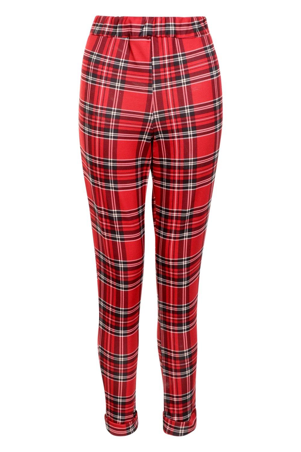 Plaid Check Skinny Pants boohoo CA