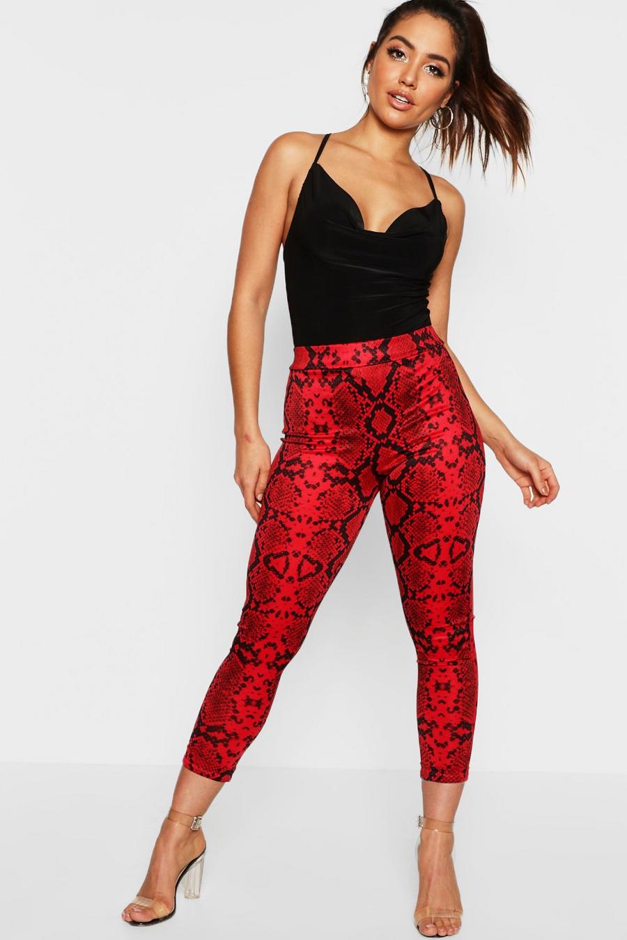 Red Snake Skinny Trousers image number 1