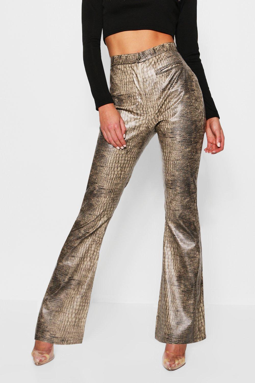 Flared Faux Leather Pants