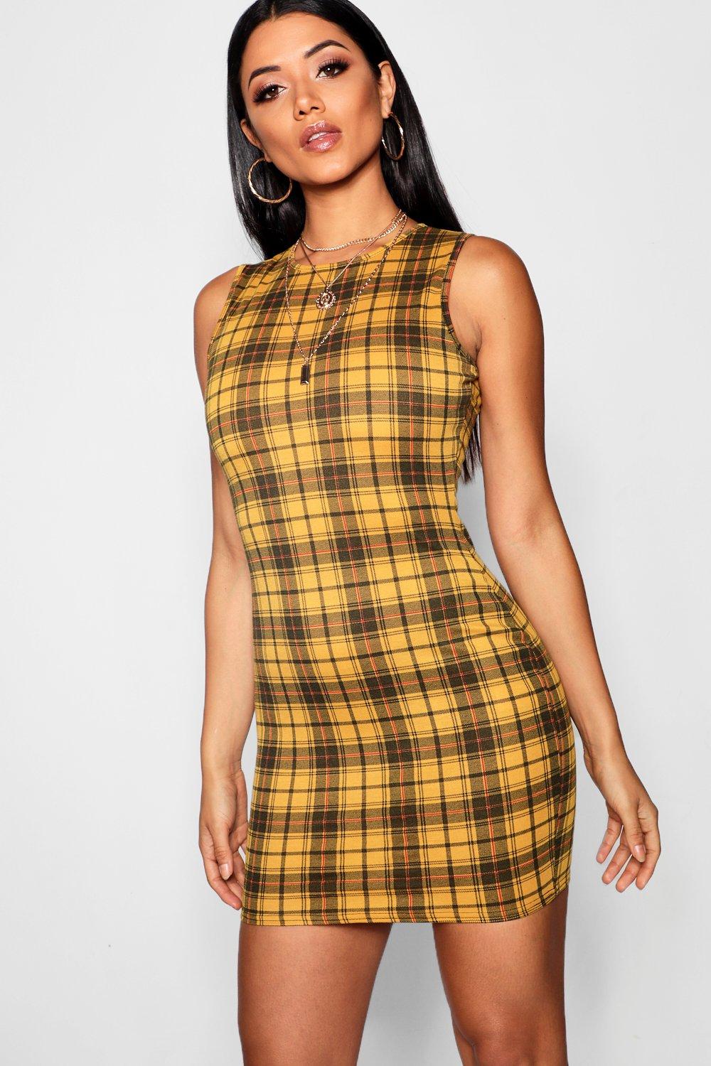 Plaid dress boohoo hotsell