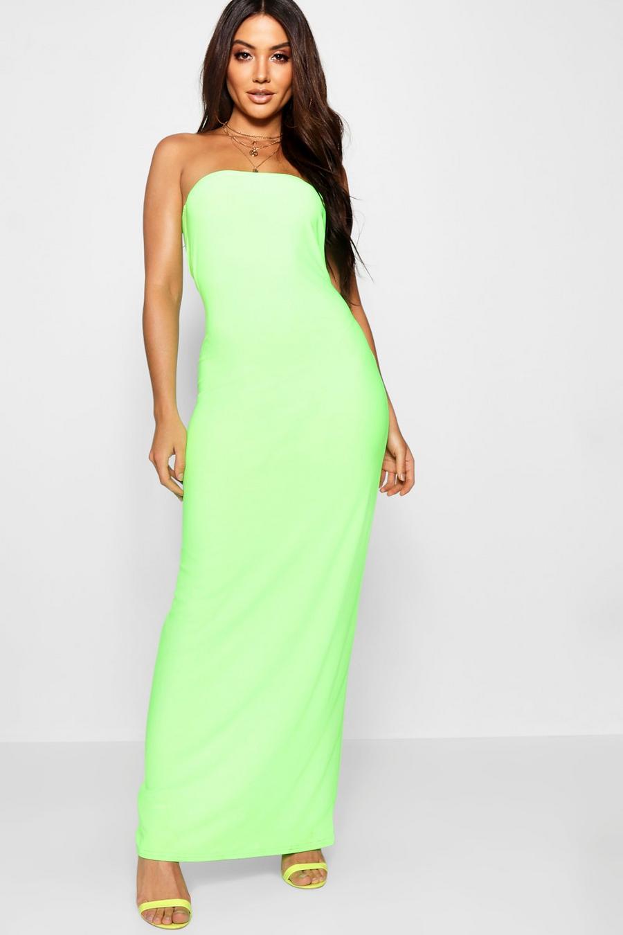 Lime Neon Bandeau Maxi Dress image number 1