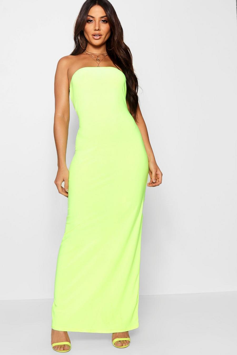 Yellow Neon Bandeau Maxi Dress image number 1
