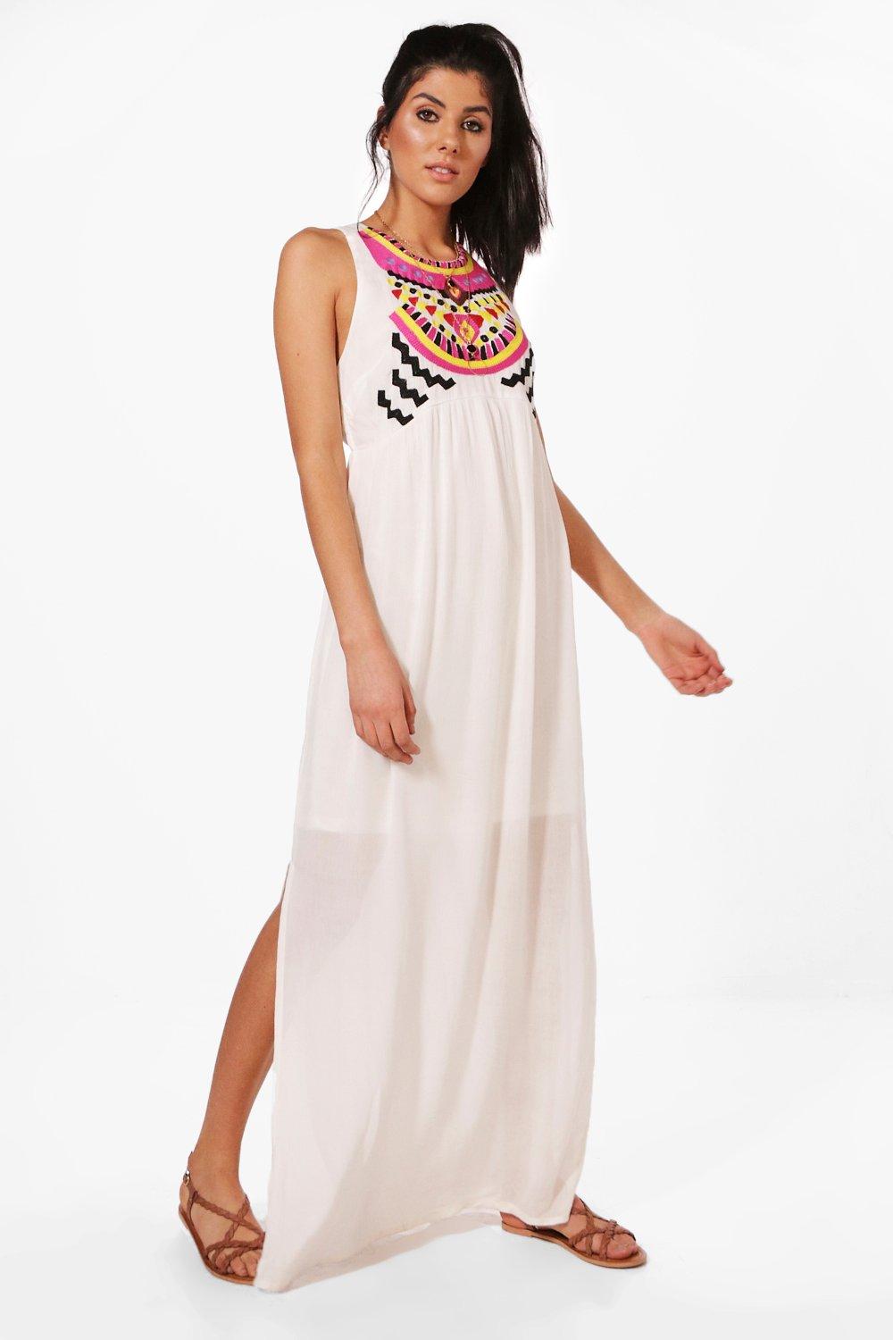 boohoo embroidered maxi dress